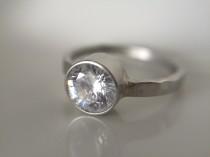 wedding photo - 1ct Platinum GIA Diamond Engagement Ring- Hammered Diamond Platinum Engagement Ring- Platinum Diamond Ring