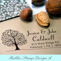 wedding photo - Tree Personalized Stamp (Pre-inked Stamp) Custom Return Address, Thank You, Wedding, Save the date, Teacher Stamp, Gifts for him (P1015L)
