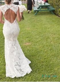 wedding photo - Sexy inspired designer lace keyhole back wedding dress