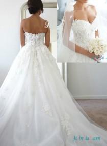 wedding photo -  H1505 Stunning florals lace details illusion tulle princess wedding dresses