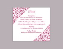 wedding photo -  DIY Wedding Details Card Template Editable Text Word File Download Printable Details Card Fuchsia Details Card Hot Pink Enclosure Cards