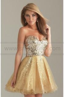 wedding photo -  Short Gold Dress By Night Moves - 2016 New Cocktail Dresses - Party Dresses
