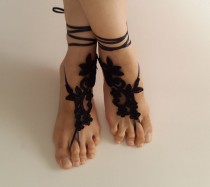 wedding photo -  bridal, accessories, black lace, wedding sandals, shoes, free shipping! Anklet, bridal sandals, bridesmaids, wedding gifts.......