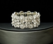 wedding photo -  Bridal Bracelet, Wedding Bracelet, Crystal Cuff Bracelet, Silver Bracelet, Wedding Accessories, Rhinestone Bracelet