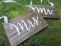 wedding photo - Mr & Mrs chair signs, Mr and mrs, mr and mrs wood signs, wedding chair signs, wood sign, bride and groom, chair signs, rustic wedding signs