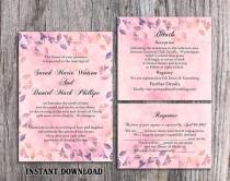 wedding photo -  DIY Rustic Wedding Invitation Template Set Editable Word File Download Printable Vintage Invitation Pink Invitation Leaf Floral Invitation