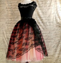 wedding photo - Black Lace And Nude Tulle Tutu Skirt. Mlle. Chantilly Lace. French Black Chantilly Lace Over Lined Tutu Skirt