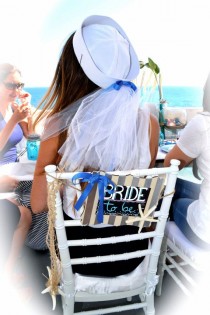 wedding photo - White Sailor Hat with Veil