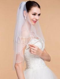 wedding photo - Two-Tier Wedding Veil With Handmade Beaded Edge