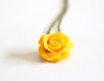 wedding photo -  Yellow Rose Necklace -Yellow Pendant, Rose Charm, Love Necklace, Bridesmaid Necklace, Flower Girl Jewelry, Yellow Bridesmaid Jewelry