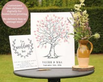 wedding photo -  Hand Drawn Fingerprint Wedding Tree, Thumb Print Guest Book, Wedding guest book alternative, Guest book fingerprint tree, Tree sketch art