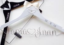 wedding photo - Customizable Bride & Groom Package, Customizable Personalized Pants, Skirt, Dress, Veil and Tuxedo  Hangers