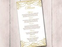 wedding photo - Gold Wedding Menu Card Template -  Wedding Reception Menu - Flourish Gold "Exquisite" Menu Printable Download - Formal Wedding Menu