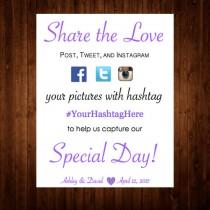 wedding photo - Social Media Hashtag Wedding Sign, Instagram, Facebook, Twitter - DOWNLOAD only!