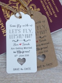 wedding photo - "Lets Fly" Save The Date For Wedding Abroad Invitation With Envelope