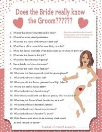 wedding photo - Printable Wedding Shower Game "How Well Does The Bride Know The Groom?" Couples Shower
