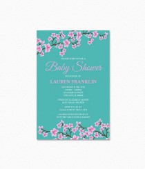 wedding photo - Cherry Blossom Baby Shower Invitation, Pink Cherry Blossoms, Personalized, Printable
