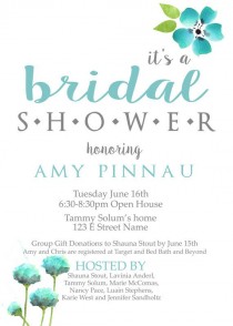 wedding photo - Bridal Shower Invitation, Blue And Grey And White, Floral - Invite - Digital Download - Customize