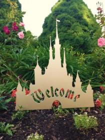 wedding photo - Disney Cinderella Castle Inspired Welcome Sign For Your Yard Or Garden