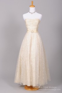 wedding photo - Mill Crest Vintage 1940 Dotted Sequin Vintage Wedding Gown -  Designer Wedding Dresses