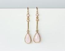 wedding photo -  Pink crystal earrings, CZ crystal earrings, Gold wedding Jewelry, Gold jewelry, Wedding earrings, Earrings Blush Pink, Crystal earrings.