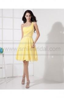 wedding photo -  Good Quality One Shoulder Yellow Cocktail Dress - Summer Dresses - Party Dresses