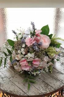 wedding photo - Cassandra, Bohemian, Rustic Style Peony, Daisy Bridal & Berry Textured Bouquet