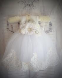 wedding photo - NEW Princess Collection "The Eleanor Dress"-White Flower Girl Tutu Dress-Ivory Flower Girl Dress-Baptism Dress-Christening Dress-Wedding