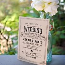 wedding photo - Alchemy: kraft eco wedding invitation / vintage charm / rustic barn and vineyard / bakers twine / banner art / 100% recycled paper