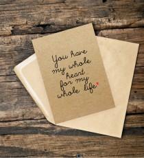 wedding photo - You have my whole heart for my whole life greeting card, Just Because Card, Anniversary Card, Valentines Card, Wedding Card