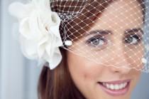wedding photo - Chenille Dotted Birdcage Veil *Flower not included