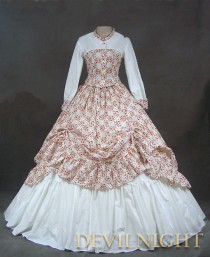 wedding photo -  White and Floral Pattern Classic Rococo Victorian Dress