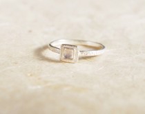 wedding photo -  Promise Ring - Sterling Silver and Moonstone ring, Square Moonstone ring, Dainty Silver ring, Square gemstone ring, Small Moonstone ring