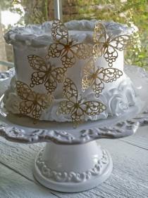 wedding photo - Romantic Shimmering Metallic Gold Butterfly Topper
