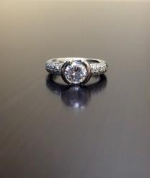 wedding photo - Platinum Pave Diamond Engagement Ring - Platinum Diamond Wedding Ring - Modern Diamond Platinum Ring - Pave Diamond Ring - Modern Ring