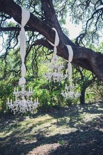 wedding photo - Light up the night with these hanging chandelier wedding decor