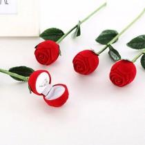 wedding photo - Elegant Red Rose Flower Ring Box Case