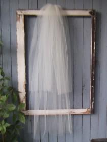 wedding photo - Two tier wedding veil  blusher,35 X 49, ivory, white, diamond white