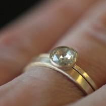 wedding photo - Engagement Ring Rose Cut 4mm Moissanite in Recycled 14k Yellow Gold Eco Friendly Metal