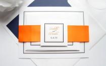 wedding photo -  Orange and Navy Wedding Invitations - SAMPLE SET
