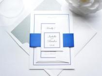 wedding photo -  Royal Blue Monogram Wedding Invitation - SAMPLE SET