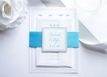 wedding photo -  Silver and Blue Wedding Invitation - SAMPLE SET