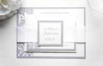 wedding photo -  Silver Damask Wedding Invitation - SAMPLE SET