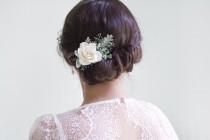 wedding photo - Wedding hair clip, Ivory flower clip, Bridal headpiece, Ivory wedding hair accessories, Floral hair clip, Rose hair clip - CLAIRE