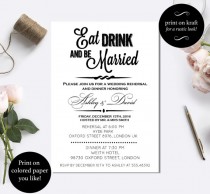 wedding photo -  Rustic invitation Eat drink and be Married wedding | Eat drink and be Married instant downloadable and editable | DIY Party Invitation