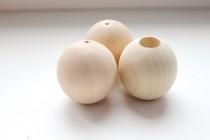 wedding photo - 40 mm Wooden round beads 10 pcs - natural eco friendly r40mm