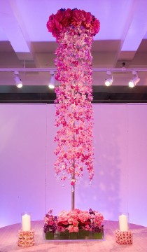 wedding photo - Tall Centerpieces For A Hot Pink Wedding 