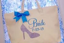 wedding photo - Brides Canvas Tote Bag Stiletto Shoe Shimmer Vinyl