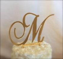 wedding photo - gold mirror custom  monogram cake topper for weddings, birthdays, anniversaries, vow renewal