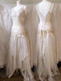 wedding photo - Lace wedding dress , unique Bridal gown,lace statement wedding dress,handmade , fantasy fairytale dress,  , rhinestone, plus size wedding ,